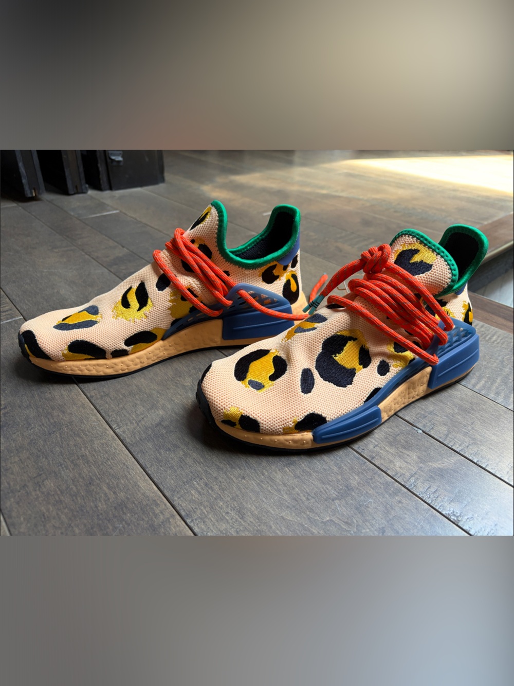 Pharrell x Adidas NMD Human Race “Animal Print-Pulse Amber” men’s shoes Sz 7.5